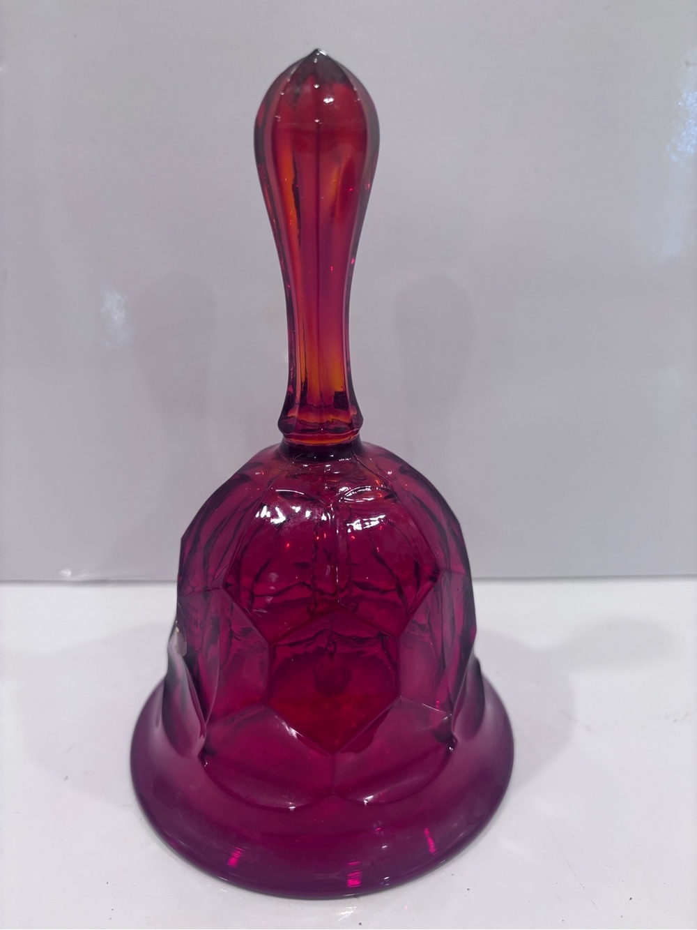 Vintage Viking glass bell vibrant red handmade ruby cranberry art original label
